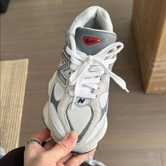 New Balance 9060 Grey & White Mesh Suede Runner with Logo Accent | Size EU 37 - Picture 15 of 15